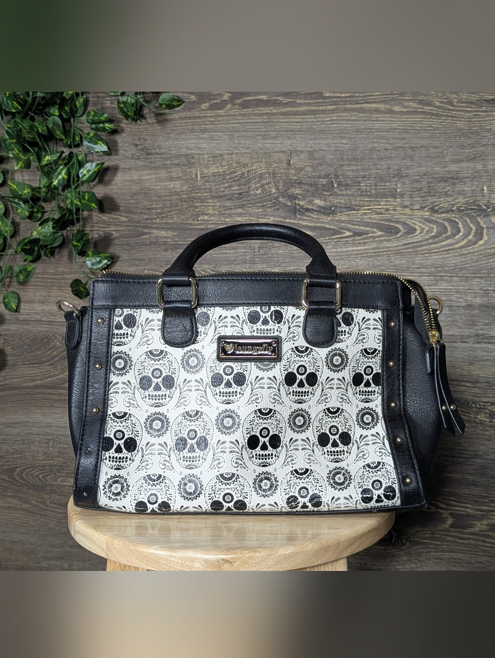Loungefly Sugar Skull Black White Satchel Handbag